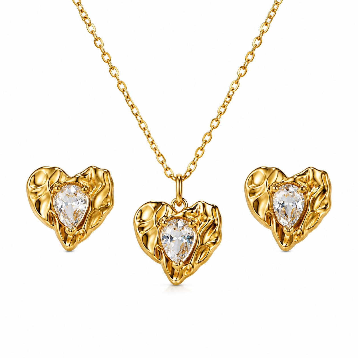 Molten Heart Necklace Set (Titanium Steel)