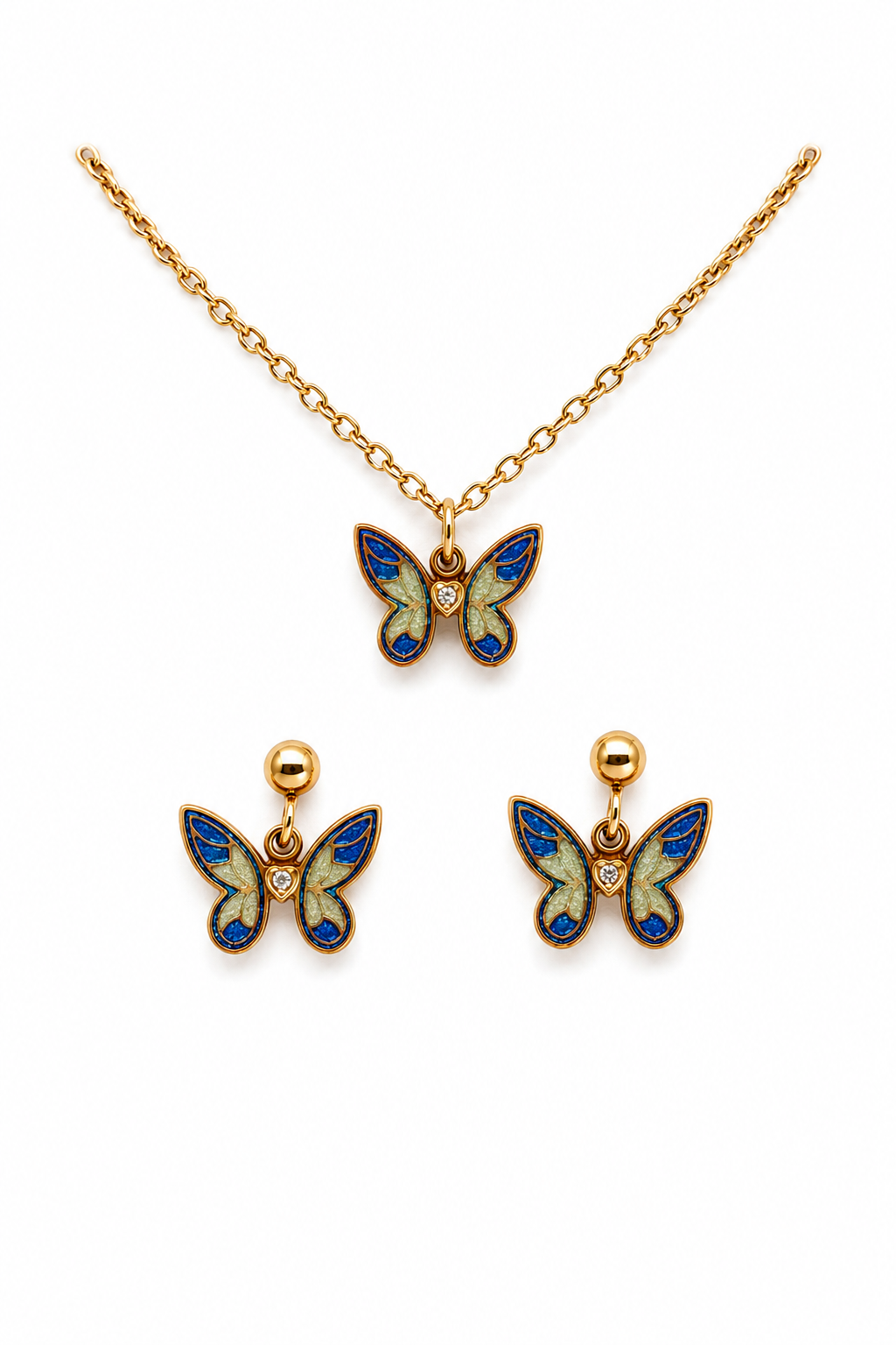 Butterfly Bloom Necklace Set (Titanium Steel)
