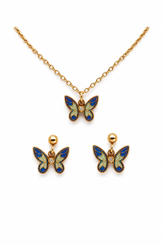 Butterfly Bloom Necklace Set (Titanium Steel)