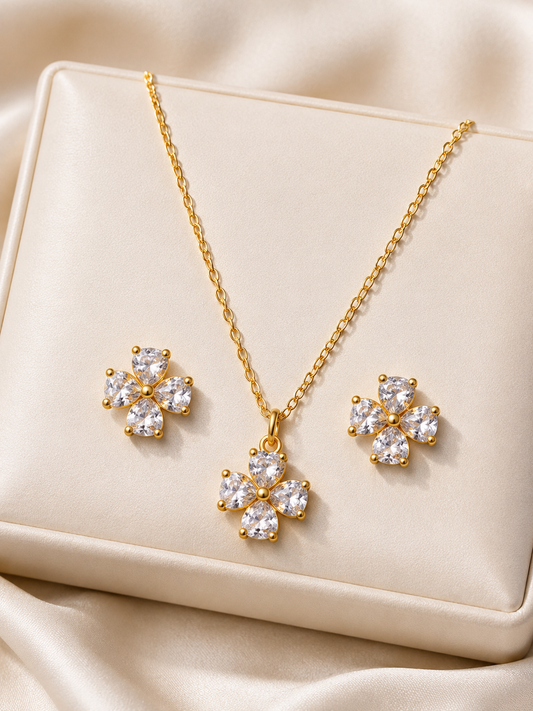 Flora Heart Necklace Set (Titanium Steel)
