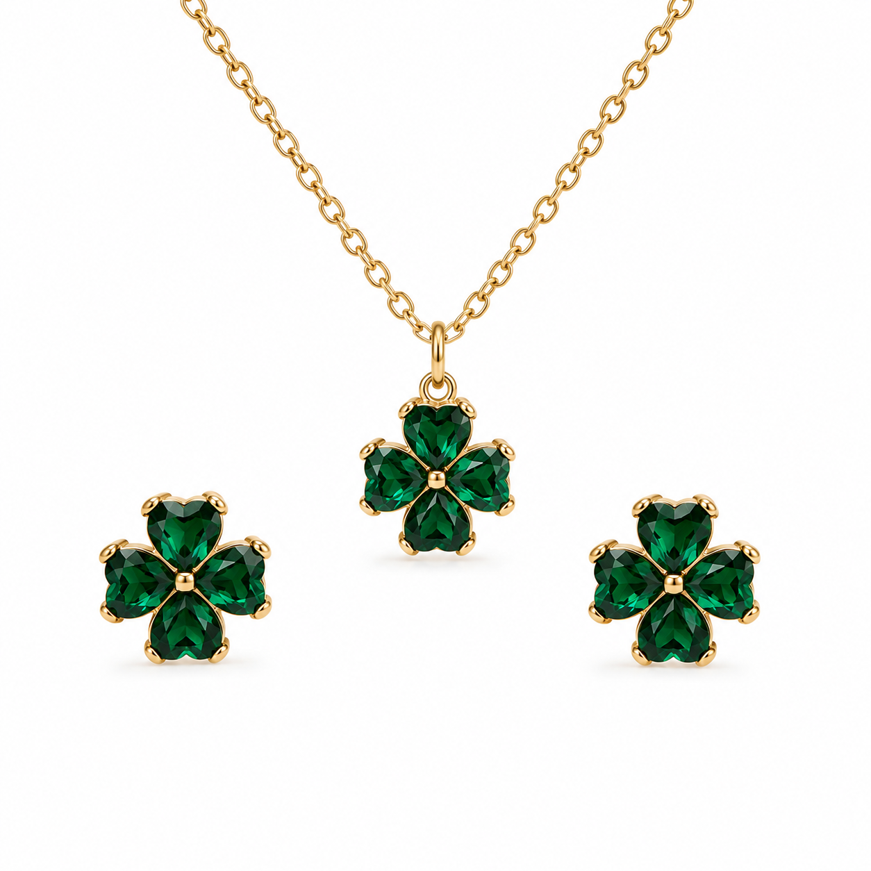 Emerald Flora Necklace Set (Titanium Steel)