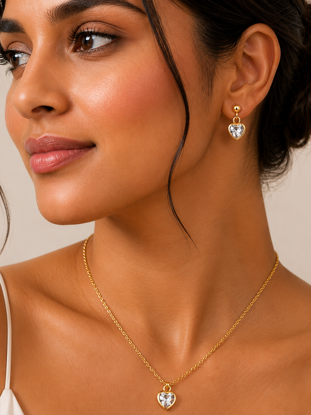 Luminous Heart Necklace Set (Titanium Steel)