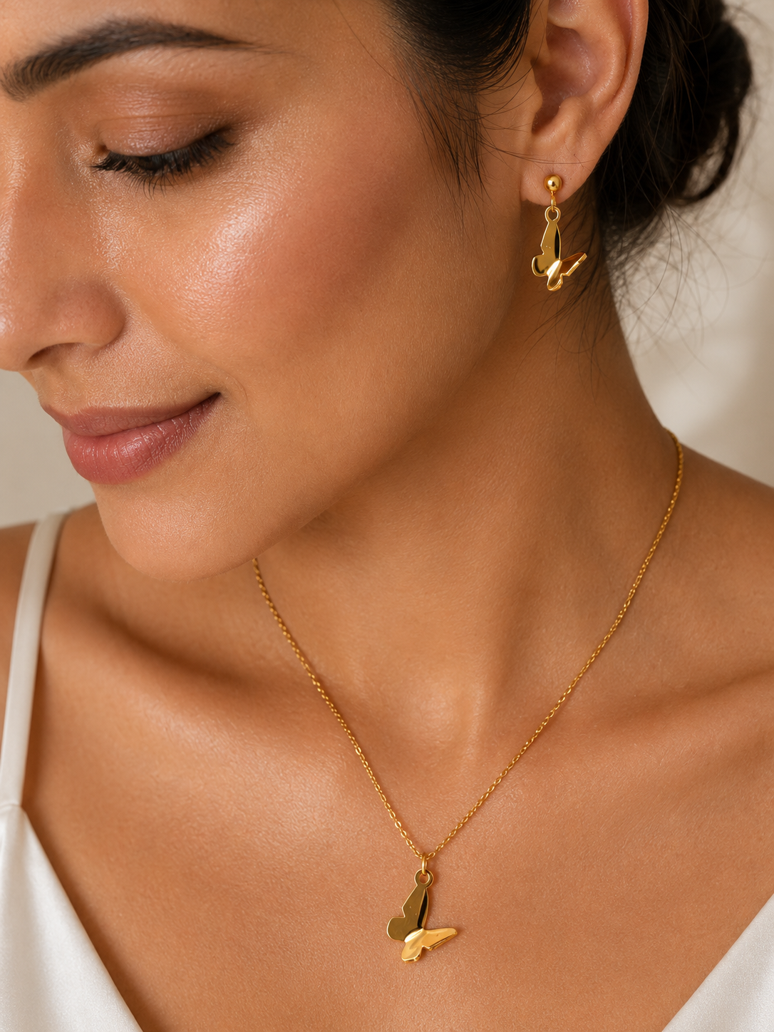 Elysian Butterfly Necklace Set (Titanium Steel)