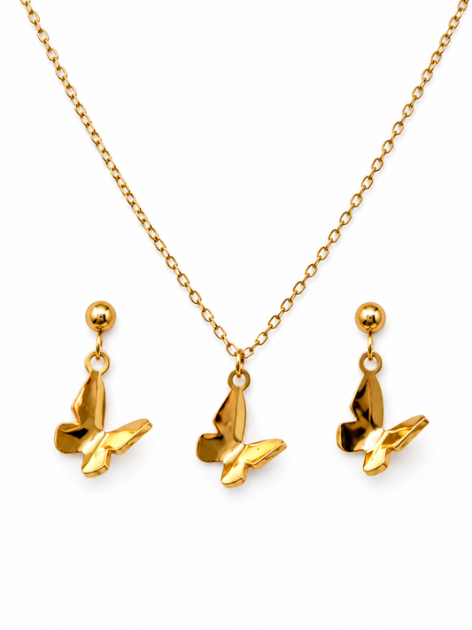 Elysian Butterfly Necklace Set (Titanium Steel)