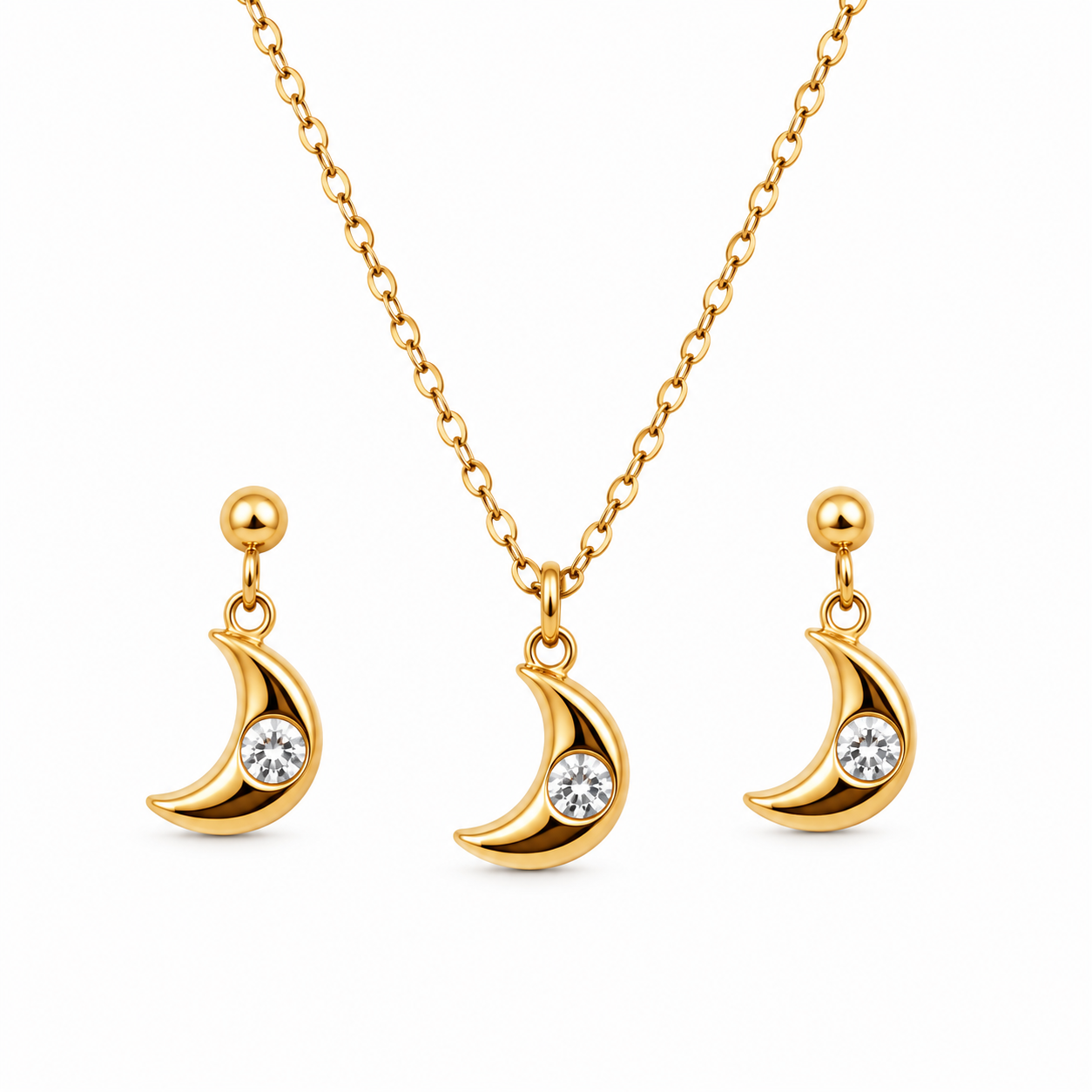 Golden Moonlight Necklace Set (Titanium Steel)