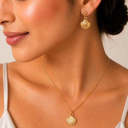 Seashell Glow Necklace Set (Titanium Steel)