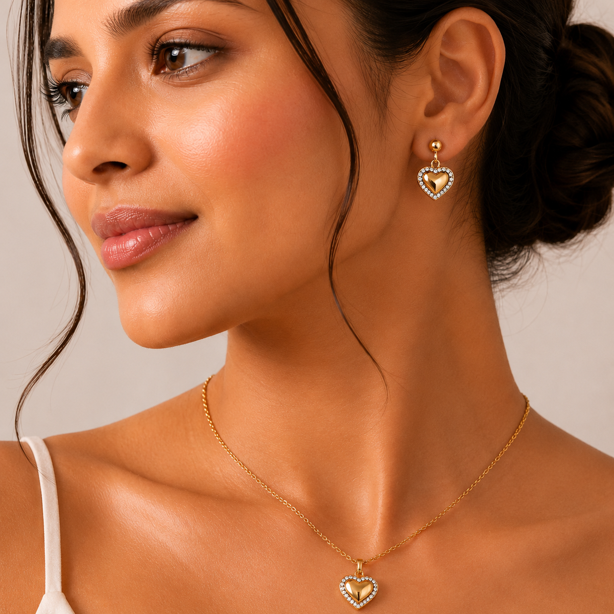Heart of Gold Necklace Set (Titanium Steel)