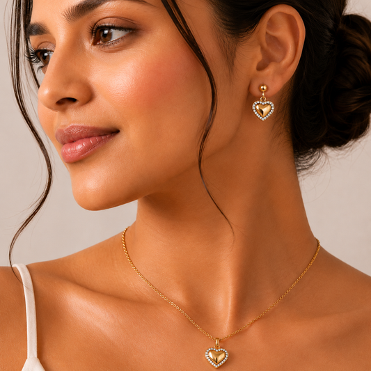 Heart of Gold Necklace Set (Titanium Steel)