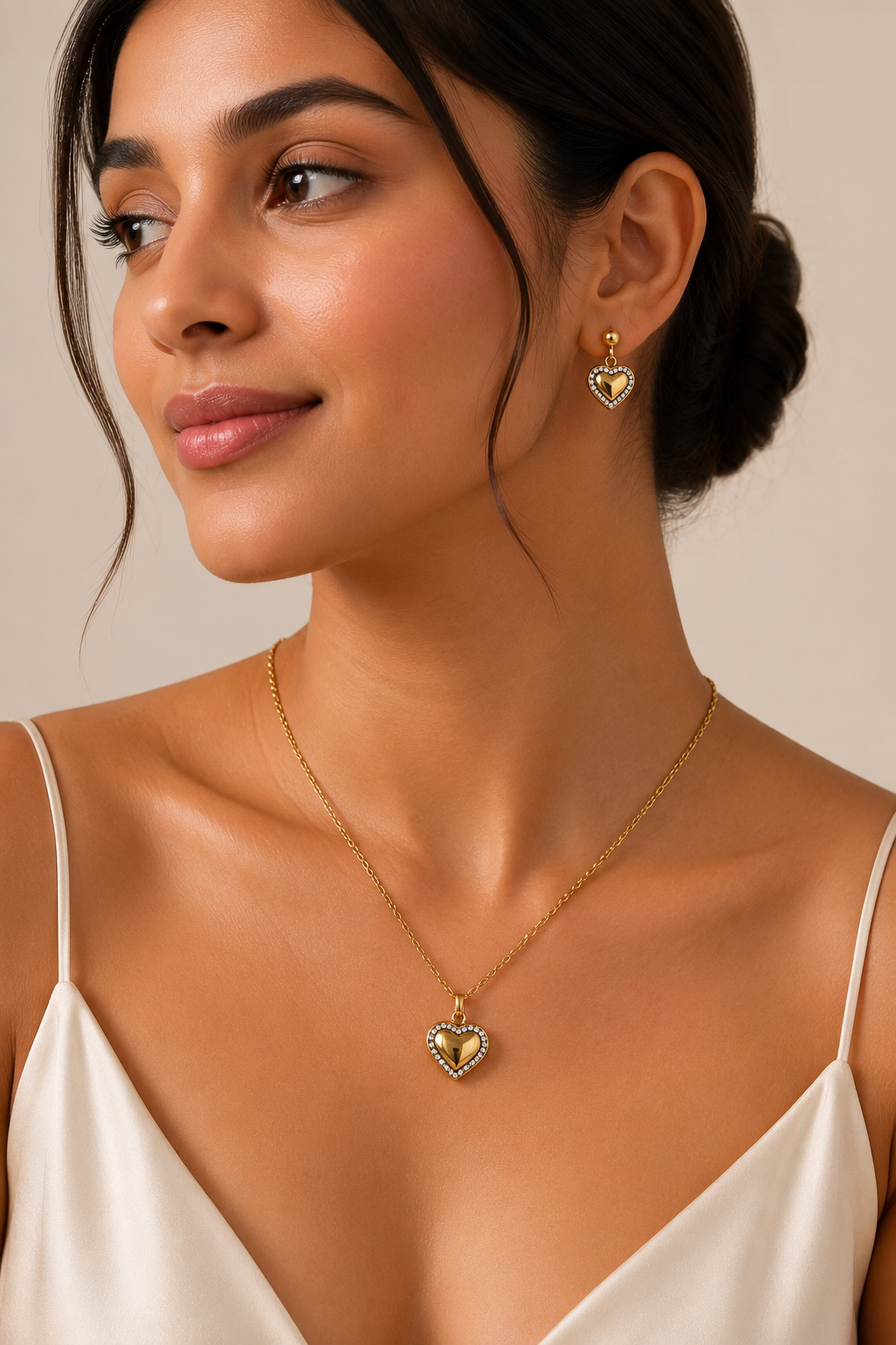 Heart of Gold Necklace Set (Titanium Steel)