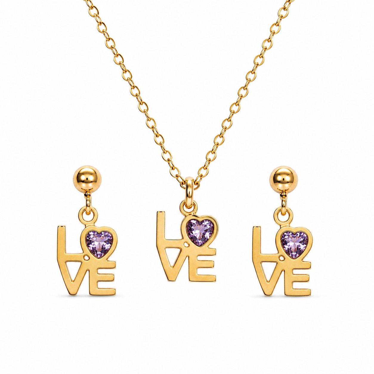 Blush Love Necklace Set (Titanium Steel)
