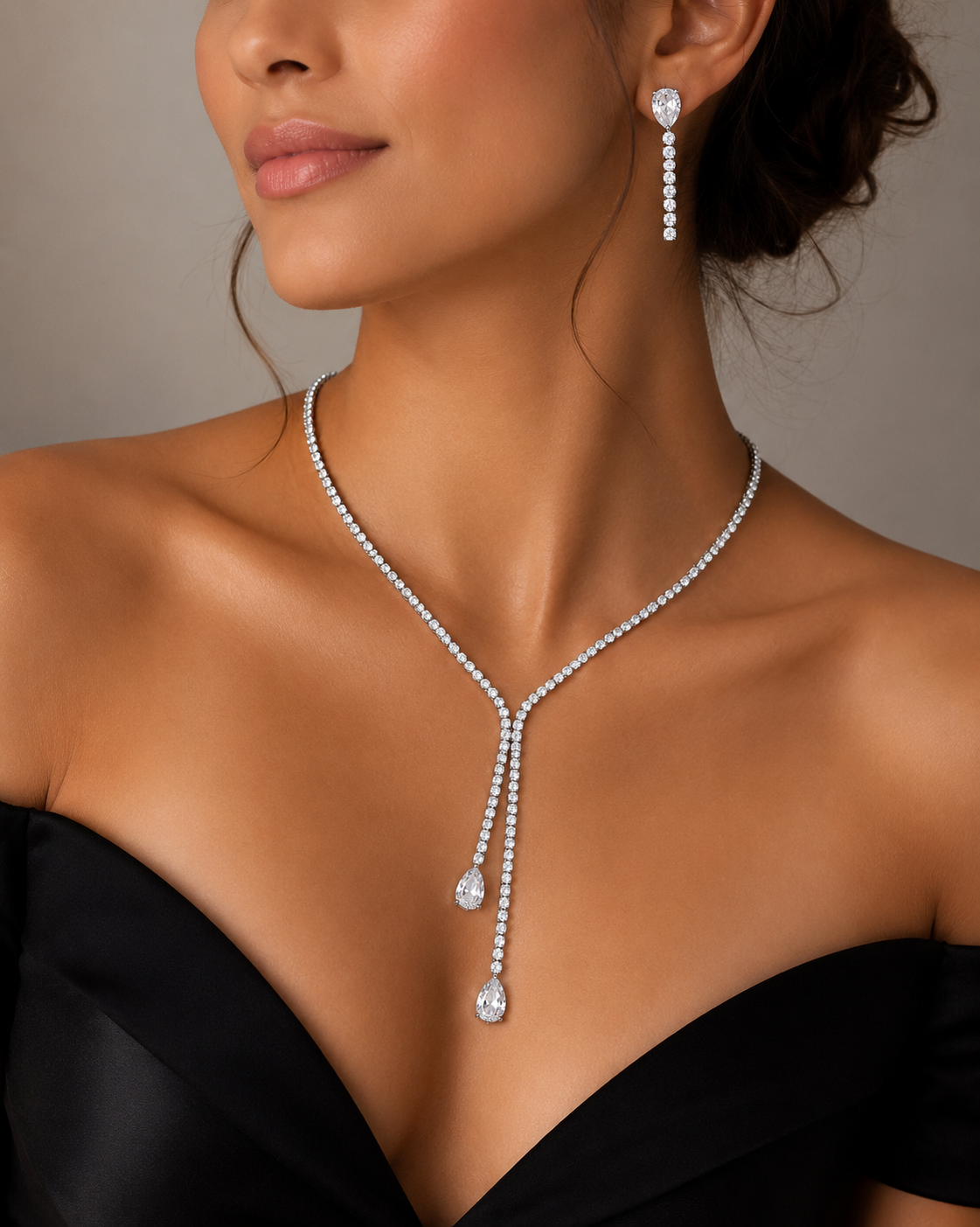 Élan Lariat Tennis Necklace Set