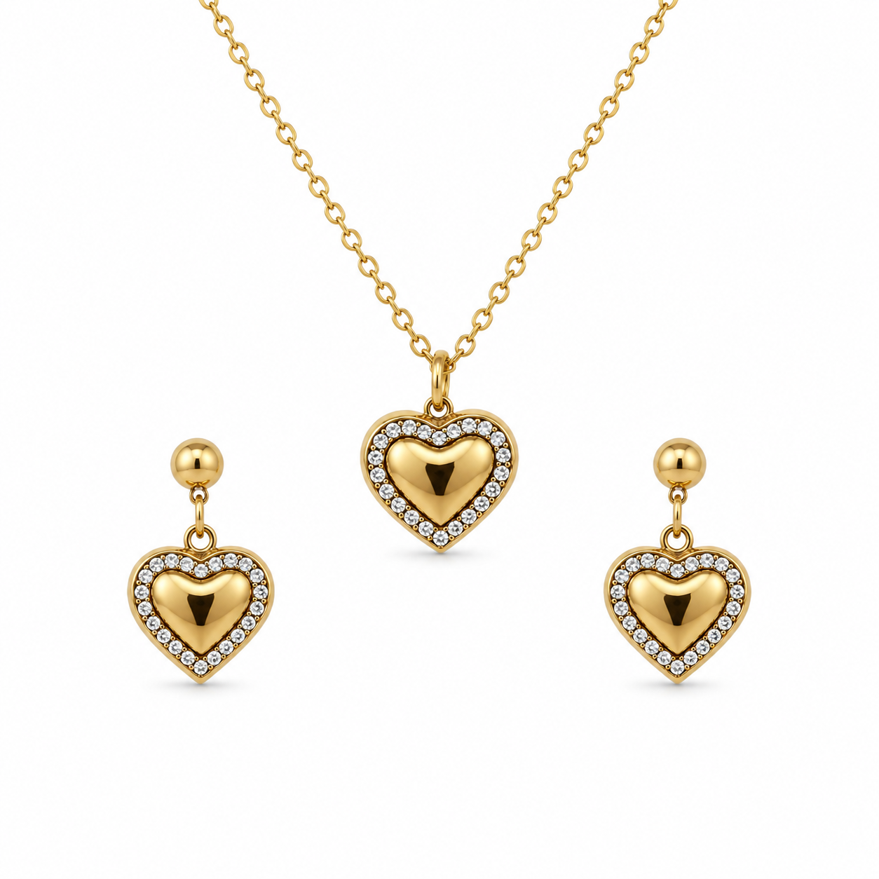 Heart of Gold Necklace Set (Titanium Steel)
