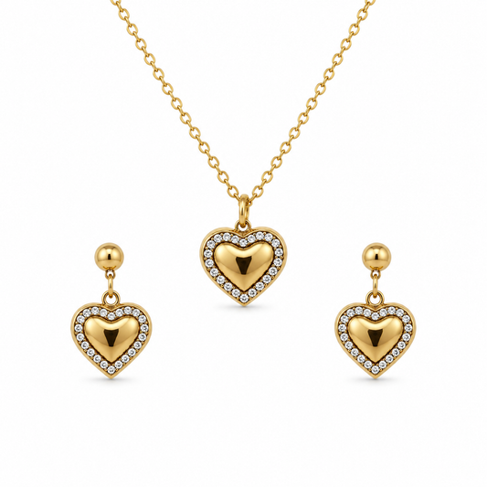 Heart of Gold Necklace Set (Titanium Steel)