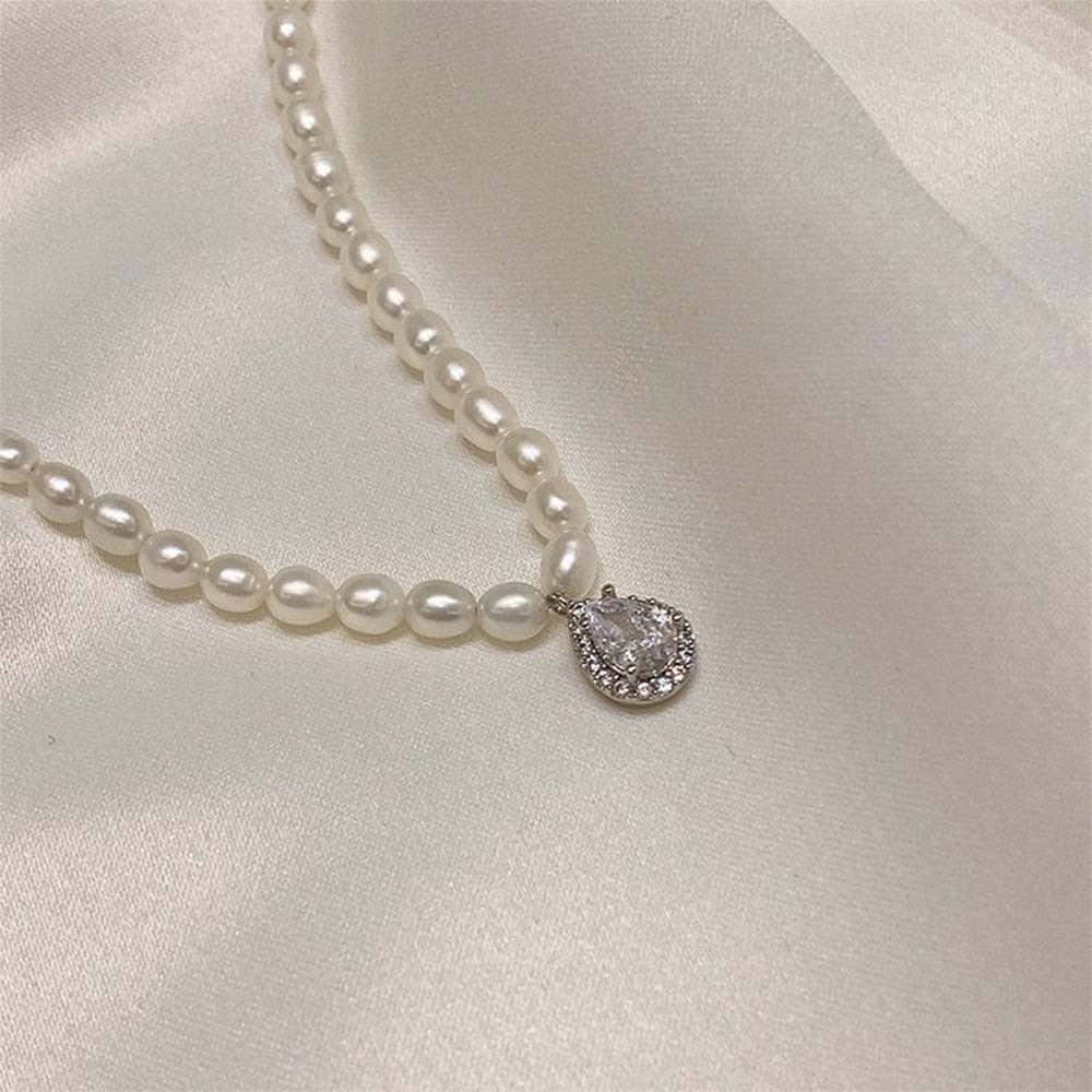 PEAR La - Natural Pearl Necklace & Pure Silver Chain (Hallmarked)