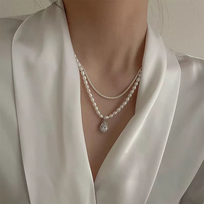 PEAR La - Natural Pearl Necklace & Pure Silver Chain (Hallmarked)