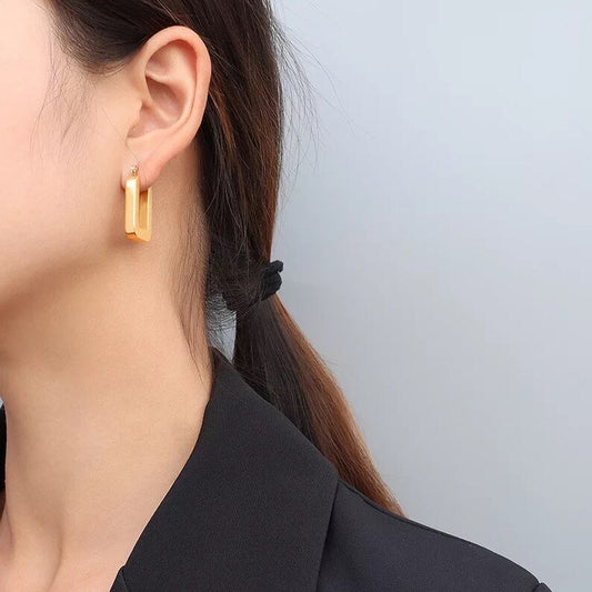 Gold Bar Earrings (Titanium Steel)