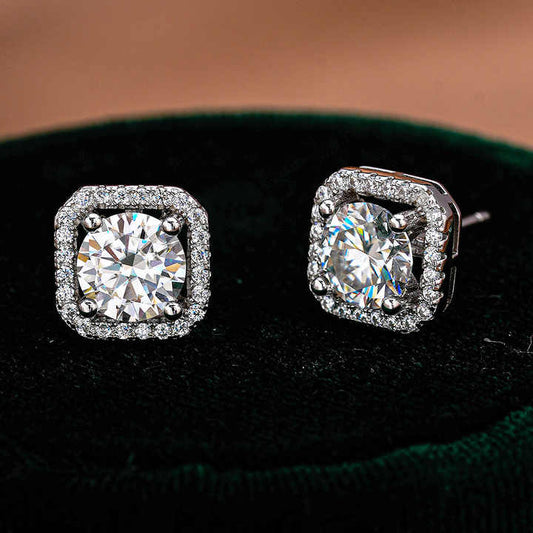 Cushion Cut Solitaire Earrings (925 Sterling Silver)