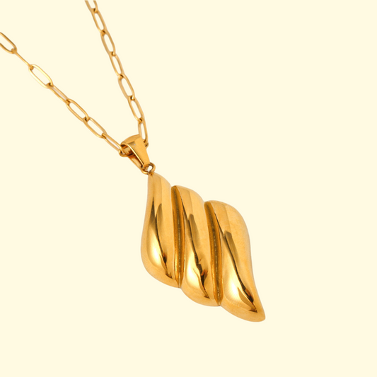 18k gold plated over stainless steel Water/Tarnish Resistant
