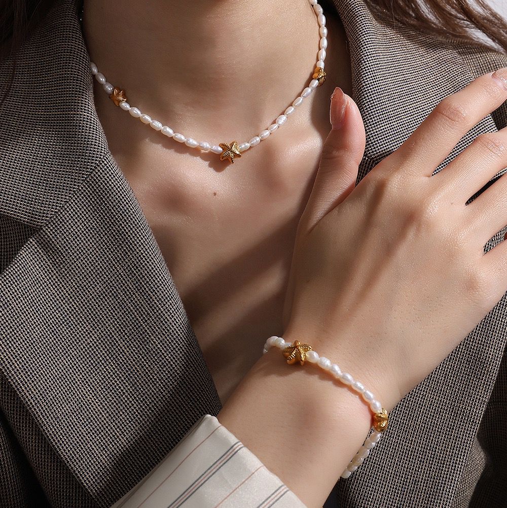 Coastal Charm Pearl Necklace + Bracelet