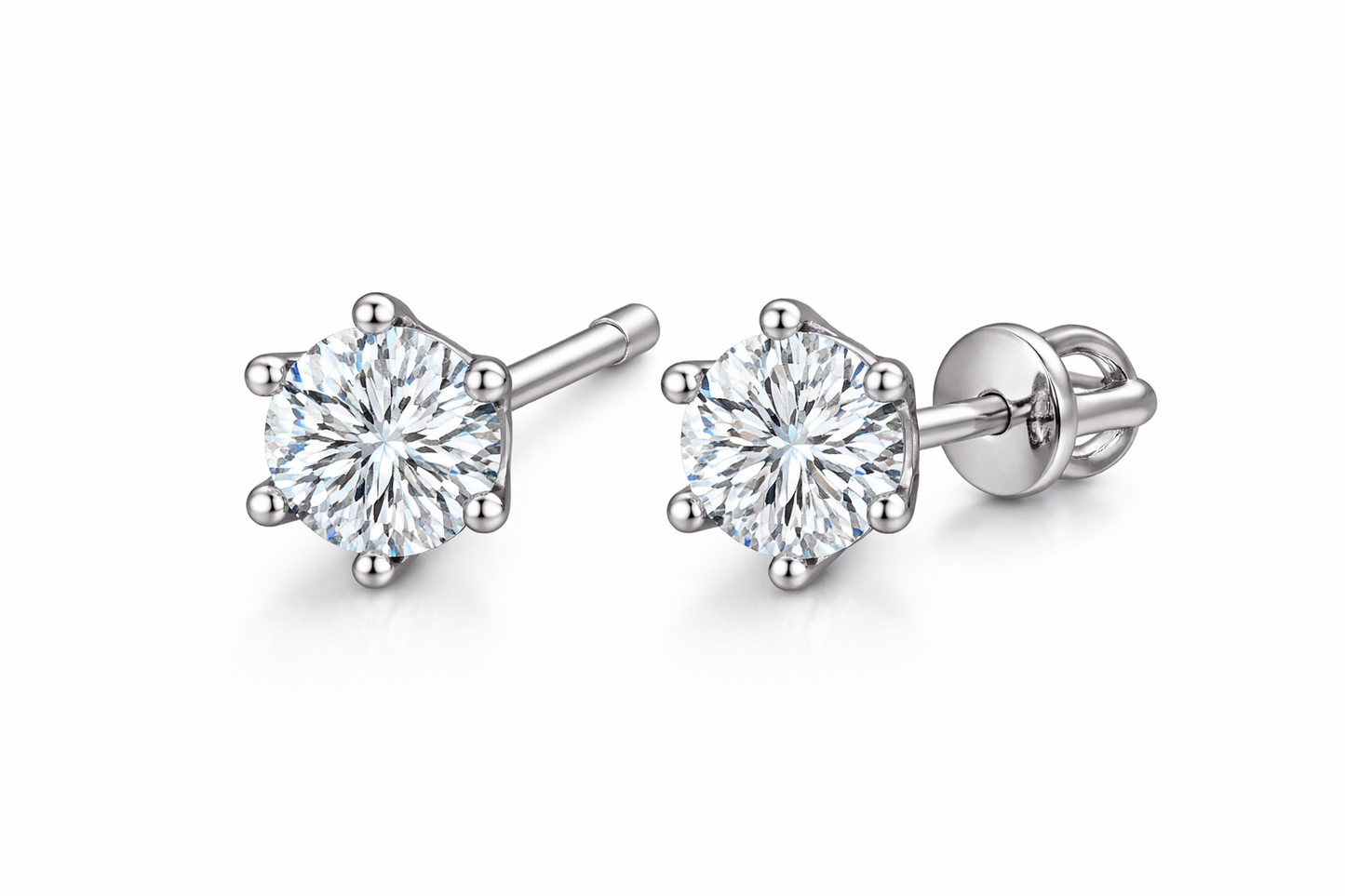 Petite Moissanite Stud Earrings (999 Fine Silver)