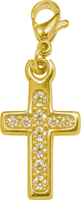 Faith Cross gold pavé charm with lobster clasp