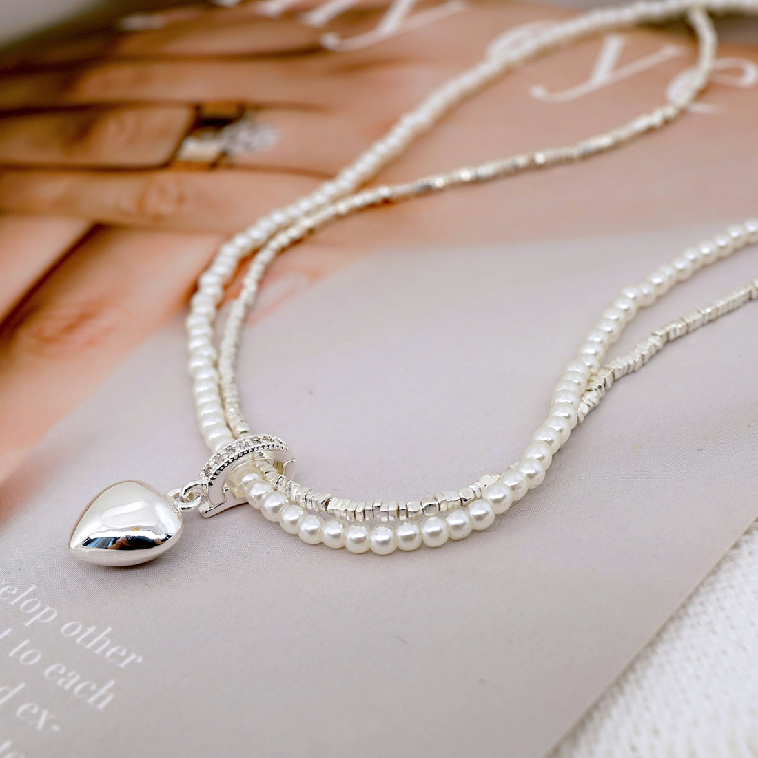Delicate Layered Necklace with Heart Charm