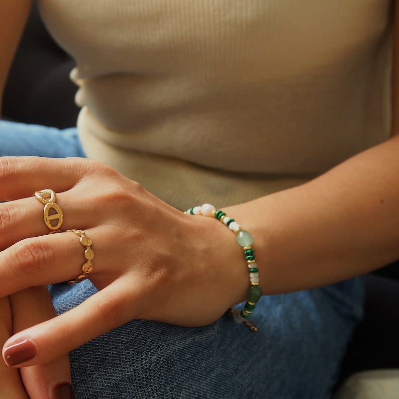 Emerald Pearl Glow Necklace + Bracelet Set