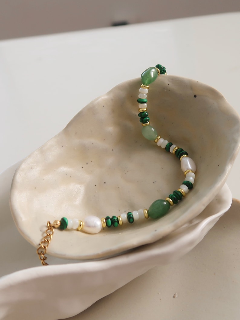 Emerald Pearl Glow Necklace + Bracelet Set
