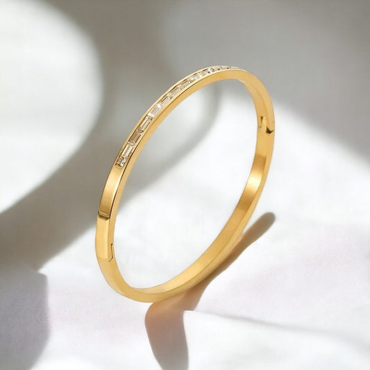 Crystal Studded Oval Bangle