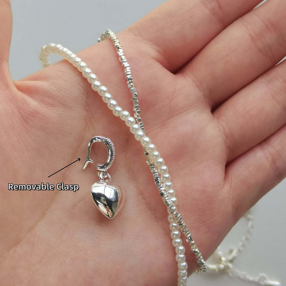 Delicate Layered Necklace with Heart Charm
