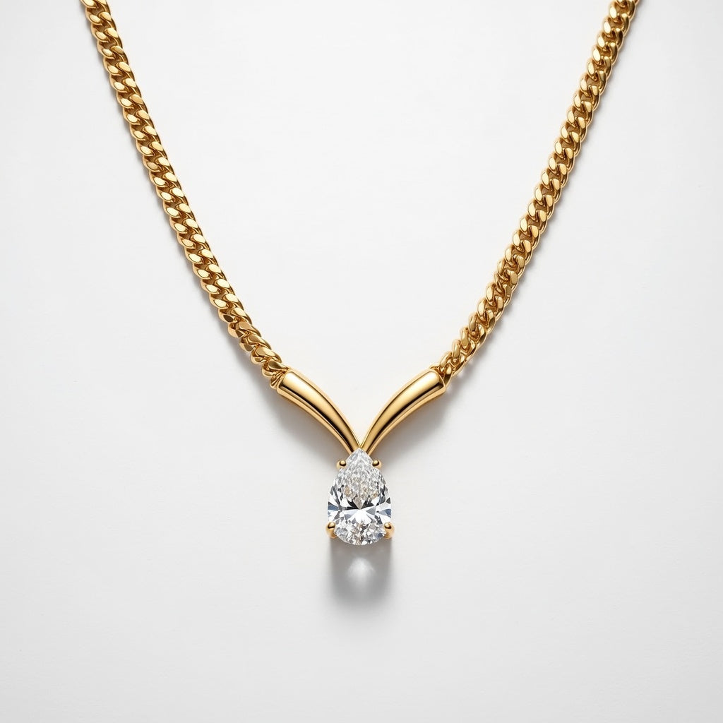 Viva Teardrop Solitaire Necklace (Titanium Steel)