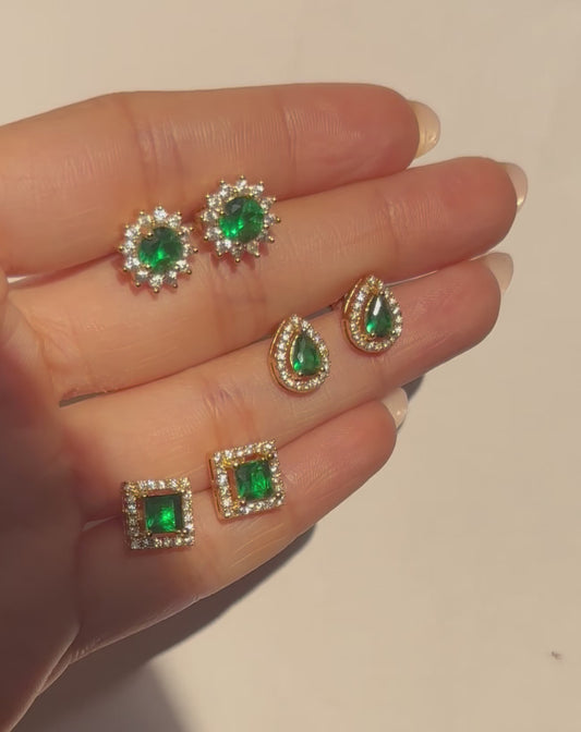 Emerald Multi-Shape Stud Earrings