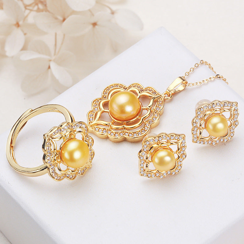 Royal Yellow Pearl Necklace Set