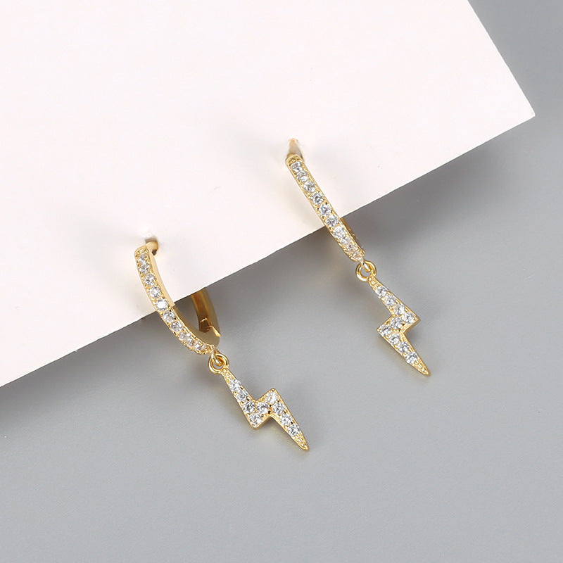 Studded Lightning Bolt Earrings