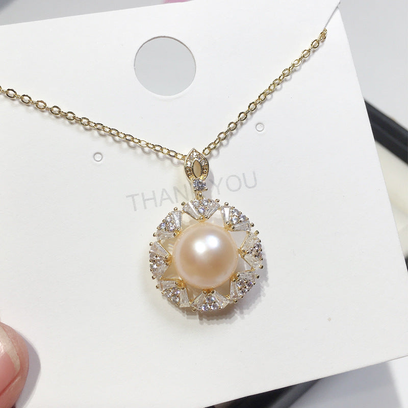 Star Pearl Studded Necklace  (925 Sterling Silver)