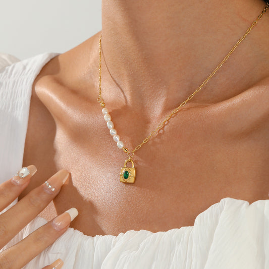 Anastasia Lock Emerald Necklace