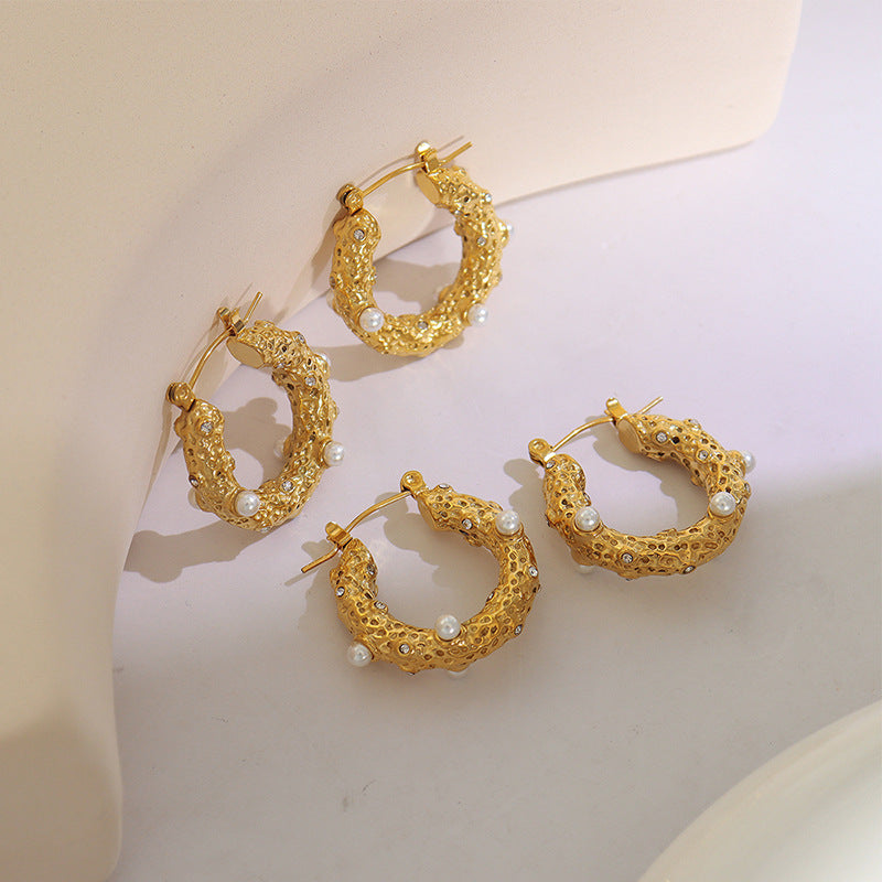 Popped Pearl Gold Hoops