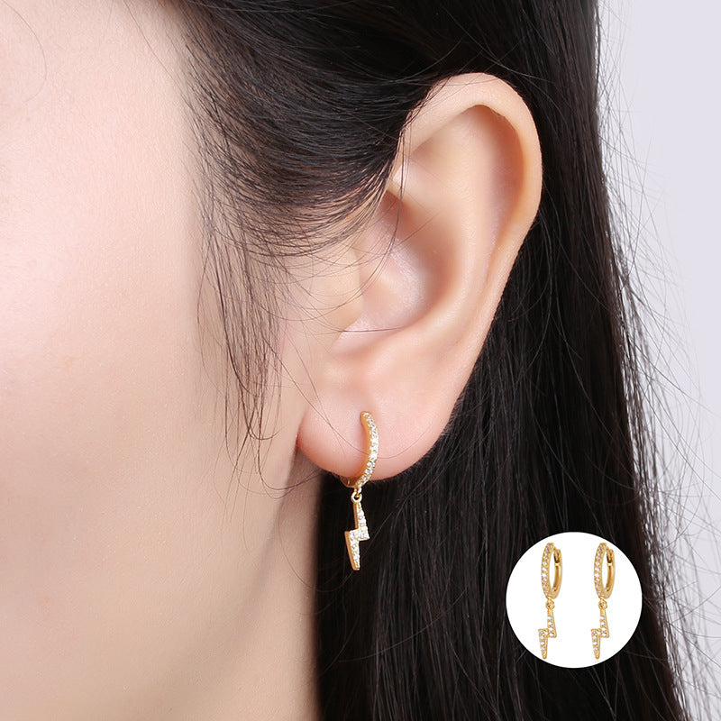 Studded Lightning Bolt Earrings