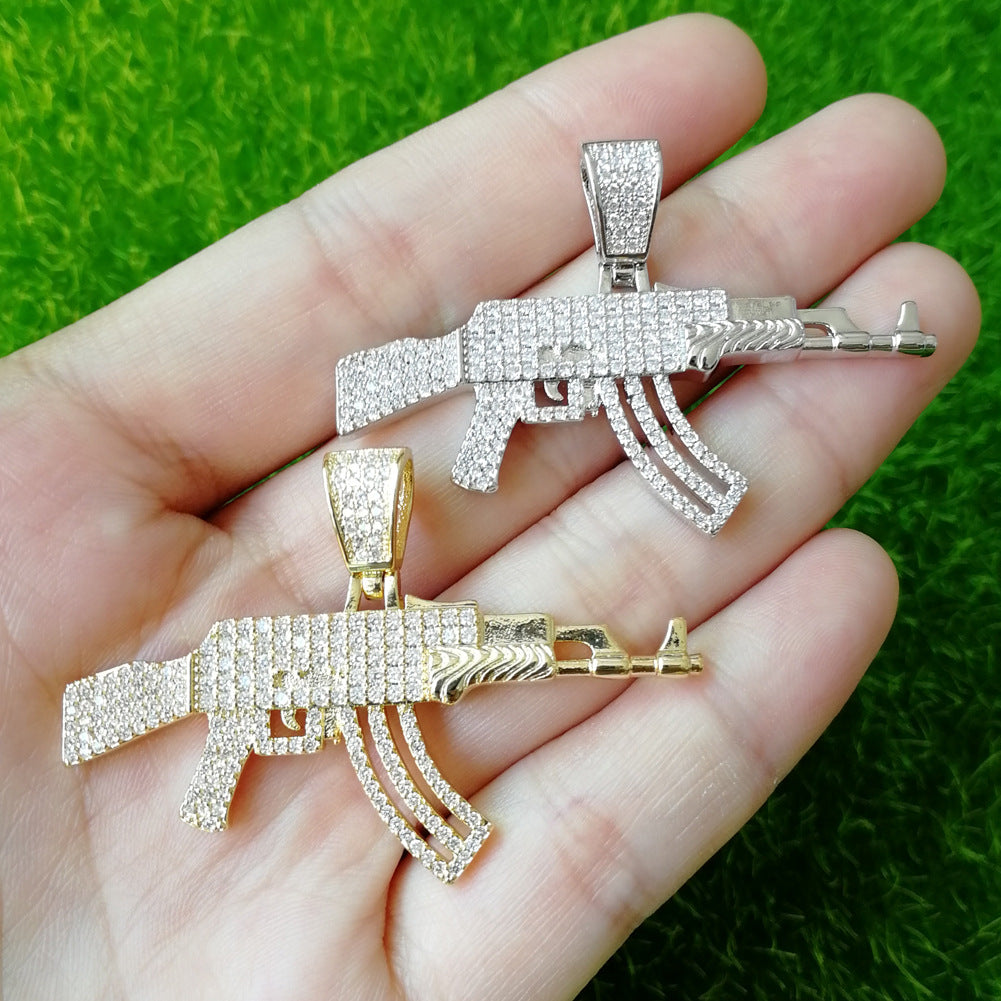 AK47 Gun Necklace in Yellow Gold - The Jewelry Plug