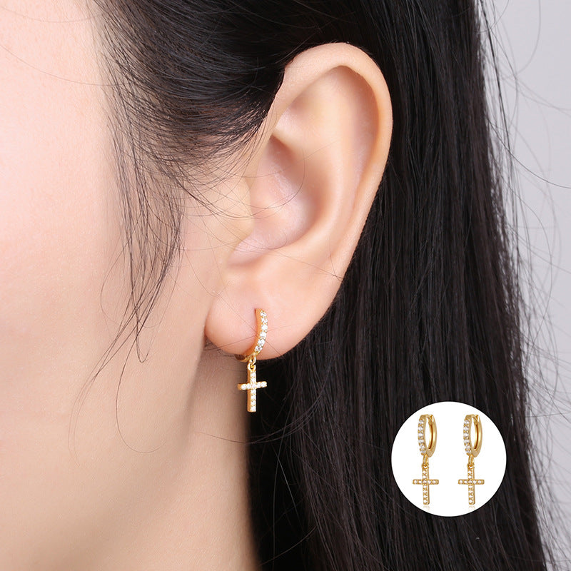 Buy Solid Gold Dangle Earrings Men 14K Gold Cross Earrings 14K Online in  India  Etsy