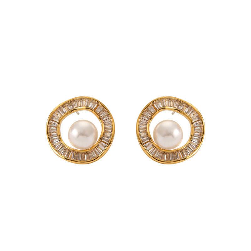 Pearl Irregular Circle Earrings