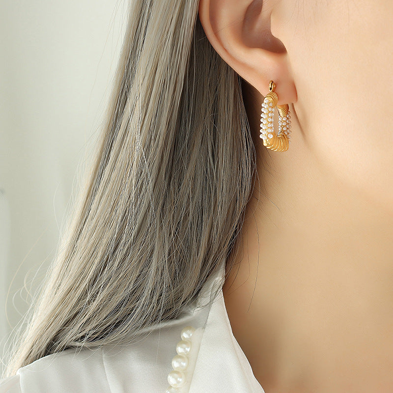 Inlaid Pearl Earrings