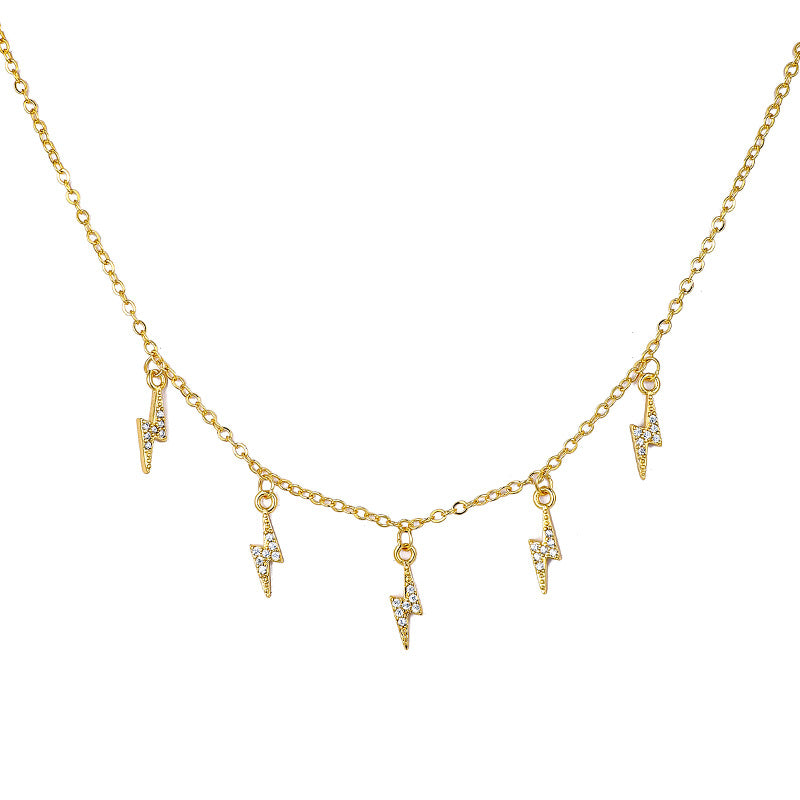 Studded Thunder Necklace  (925 Sterling Silver)