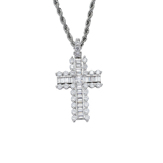 Big Crystal Cross Necklace