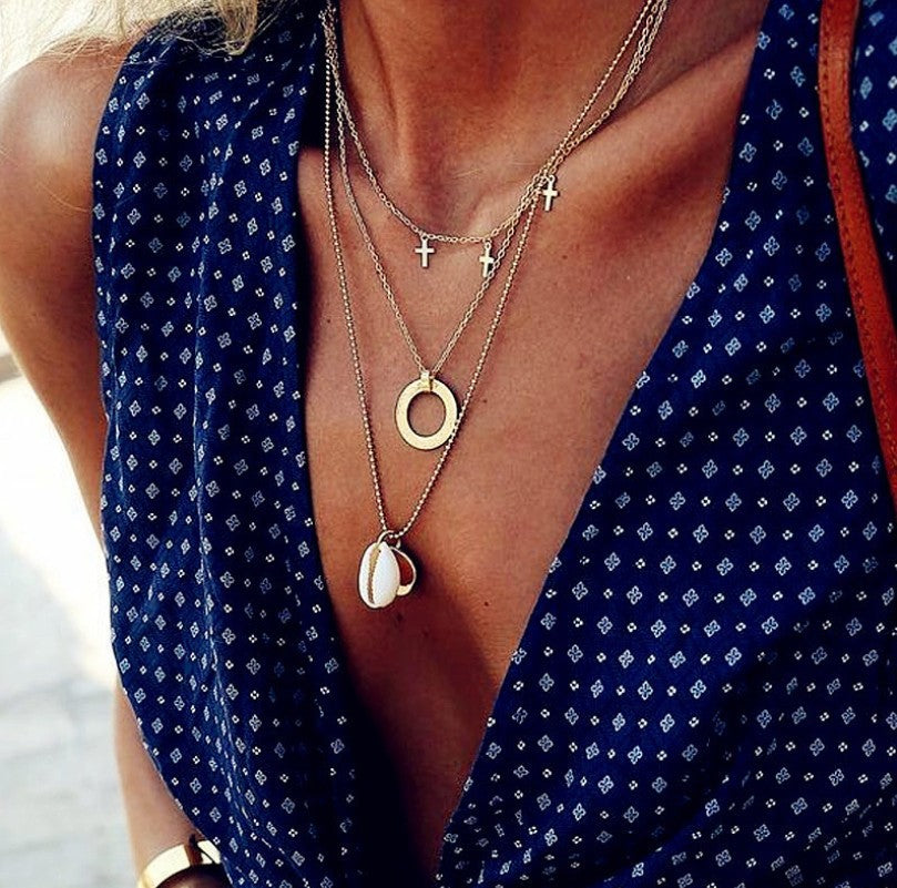 The Layered Shell and Moon Necklace