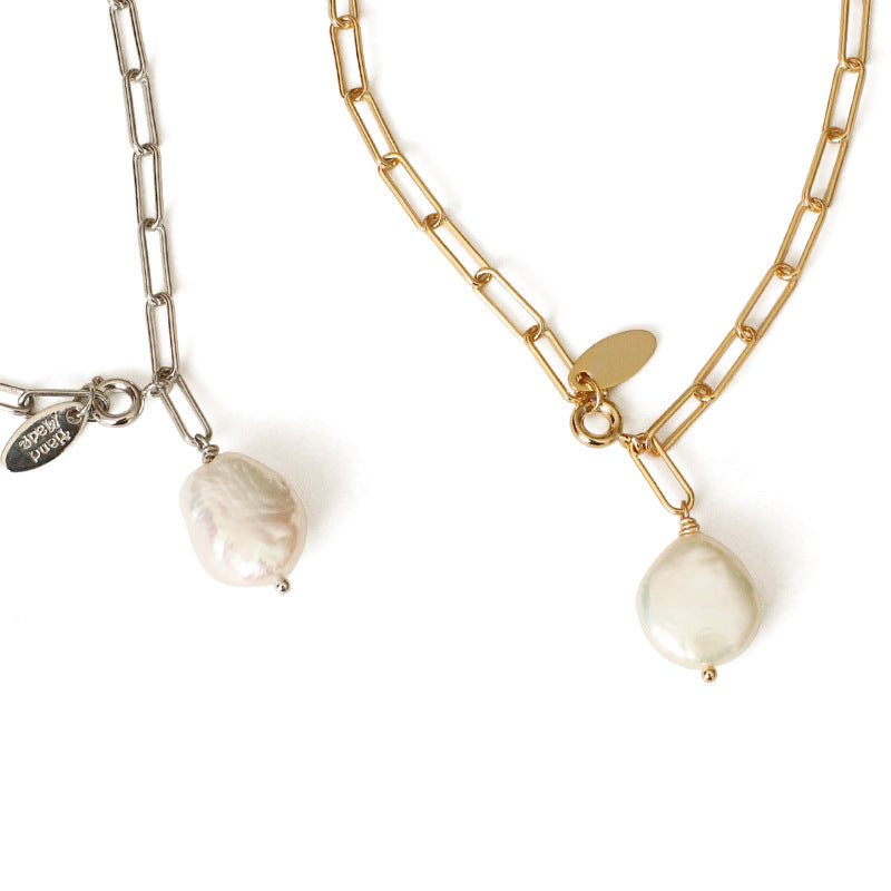 Baroque Pearl Link Chain Necklace