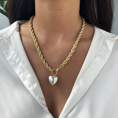White Heart Pendant Necklace
