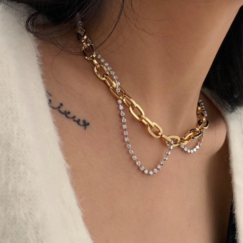 Dainty Silver Studded and Gold Link Chain