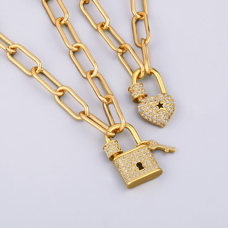 Lock Shape Padlock Pendant Necklace