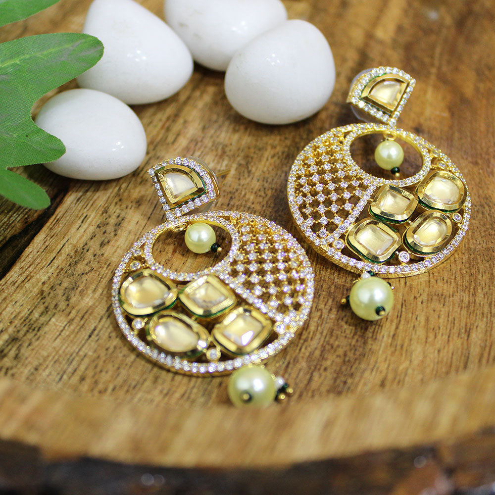 Zewar Round Kundan Polki Earrings